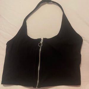 Pacsun; Me to We black zip up halter crop top. Size medium.